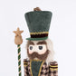 Nutcracker Soldier Figurine with Green Houndstooth Jacket, Star Staff & Gold Trim - 45" Tall Freesta