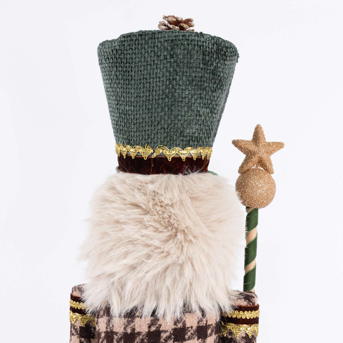 Nutcracker Soldier Figurine with Green Houndstooth Jacket, Star Staff & Gold Trim - 45" Tall Freesta
