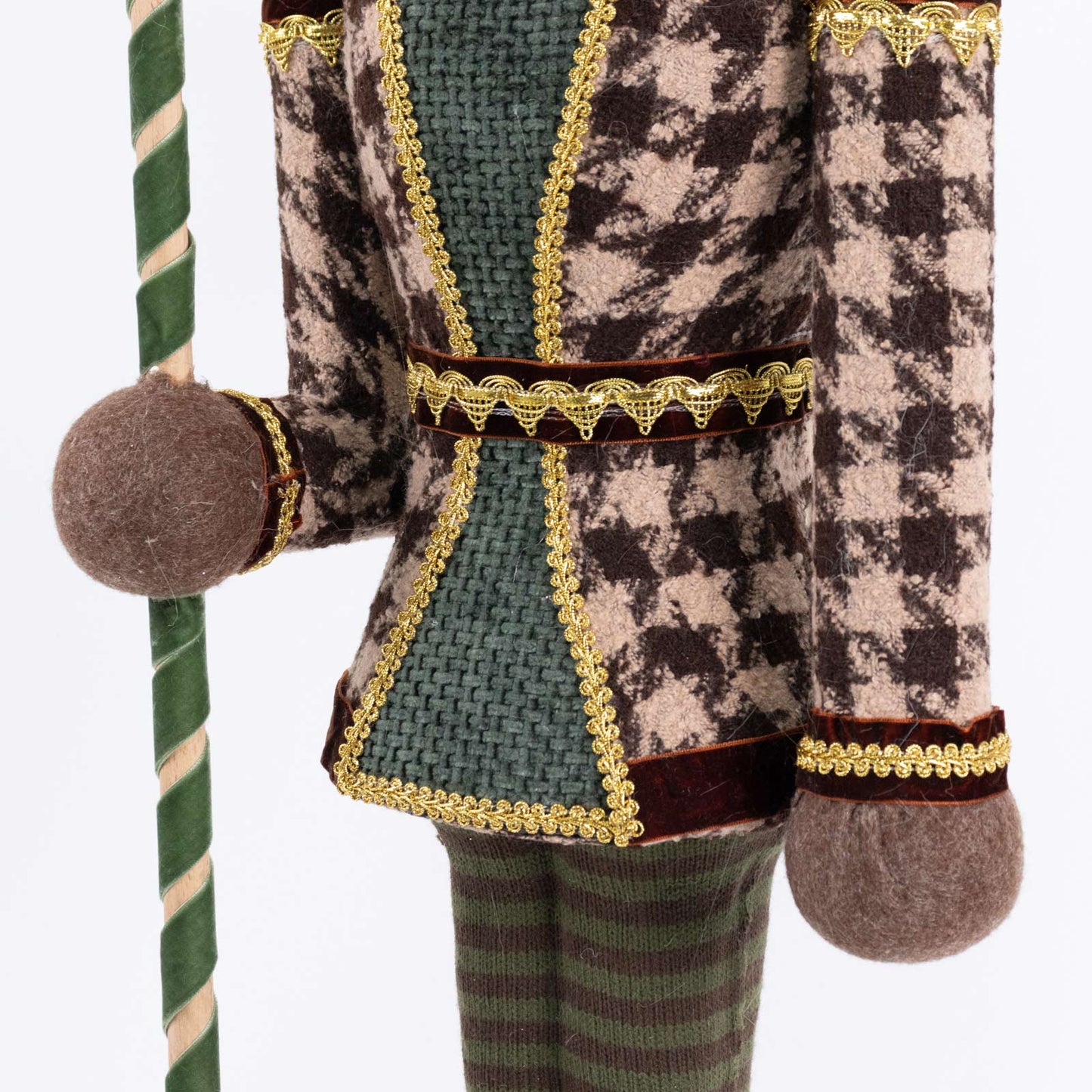 Nutcracker Soldier Figurine with Green Houndstooth Jacket, Star Staff & Gold Trim - 45" Tall Freesta
