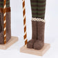 Set of 2 Big & Small Nutcracker Soldier Figurines, 30" & 25" Tall, Brown Knit Jacket & Gold Ball Sta