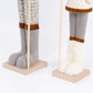 Set of 2 Big & Small Nutcracker Soldier Figurines, 30" & 25" Tall, White Knit Jacket & Pearl-Top Sta