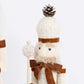 Set of 2 Big & Small Nutcracker Soldier Figurines, 30" & 25" Tall, White Knit Jacket & Pearl-Top Sta