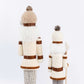 Set of 2 Big & Small Nutcracker Soldier Figurines, 30" & 25" Tall, White Knit Jacket & Pearl-Top Sta