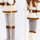 Set of 2 Big & Small Nutcracker Soldier Figurines, 30" & 25" Tall, White Knit Jacket & Pearl-Top Sta