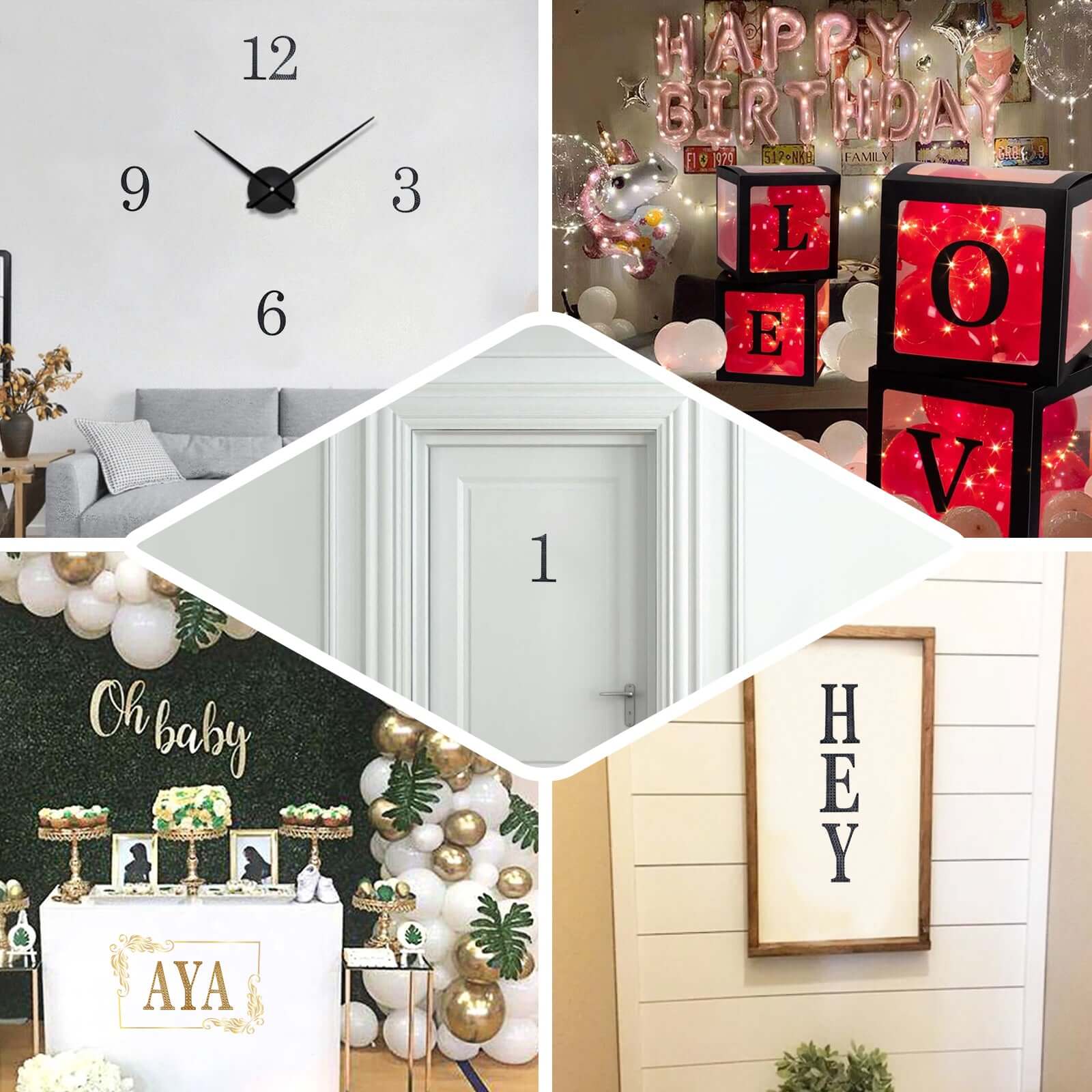 6" Black Decorative Rhinestone Alphabet Letter Stickers DIY Crafts - C