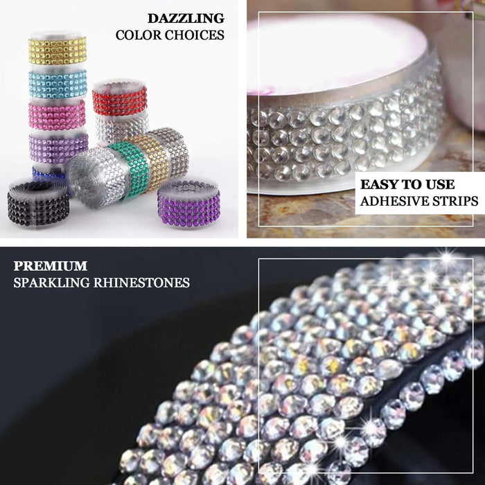 Iridescent stick-on rhinestone tape for DIY projects.