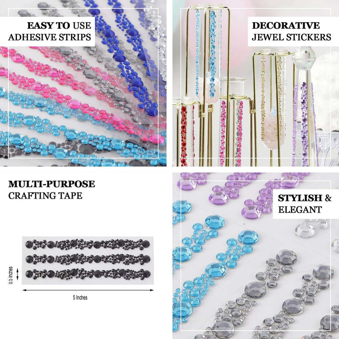 Black self-adhesive rhinestone gem craft stickers in a decorative arrangement.