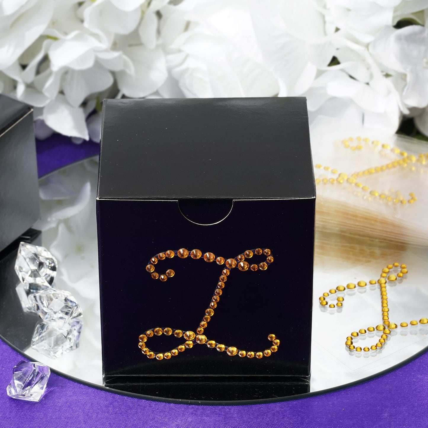 12 Pack | 1.5" Gold Rhinestone Monogram Letter Jewel Sticker Self Adhesive DIY Diamond Decor - L