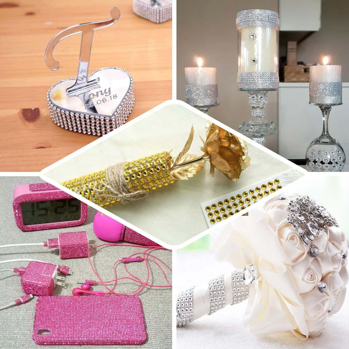 Blush self-adhesive rhinestone diamond sticker wrap sheets for DIY crafts.