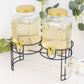 2 Pack Clear Dual Gallon Glass Jars Dispenser With Gold Metal Lids, Juice Beverage Stand With Spigot Included