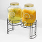 2 Pack Clear Dual Gallon Glass Jars Dispenser With Gold Metal Lids, Juice Beverage Stand With Spigot Included