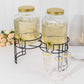2 Pack Clear Dual Gallon Glass Jars Dispenser With Gold Metal Lids, Juice Beverage Stand With Spigot Included
