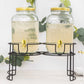 2 Pack Clear Dual Gallon Glass Jars Dispenser With Gold Metal Lids, Juice Beverage Stand With Spigot Included