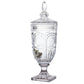 Vintage Cut Crystal Glass Drink Dispenser with Lid & Spigot – Tall Beverage Server, Vertical Panel & Floral Design, 3L