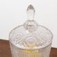 Vintage Cut Crystal Glass Drink Dispenser with Lid & Spigot – Tall Beverage Server, Vertical Panel & Floral Design, 3L