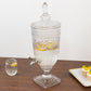 Vintage Cut Crystal Glass Drink Dispenser with Lid & Spigot – Tall Beverage Server, Vertical Panel & Floral Design, 3L