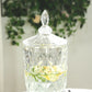 1.3 Gallon Glass Drink Dispenser in Apothecary Jar Style, Diamond Textured Party Beverage Dispenser with Lid and Spigot, Clear - 21" Tall