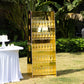5ft Gold Mirror Finish 5-Tier 40 Champagne Glass Holder Wall Stand, Foam Board Wine Glass Standing Rack