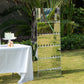 5ft Silver Mirror Finish 5-Tier 40 Champagne Glass Holder Wall Stand, Foam Board Wine Glass Standing Rack