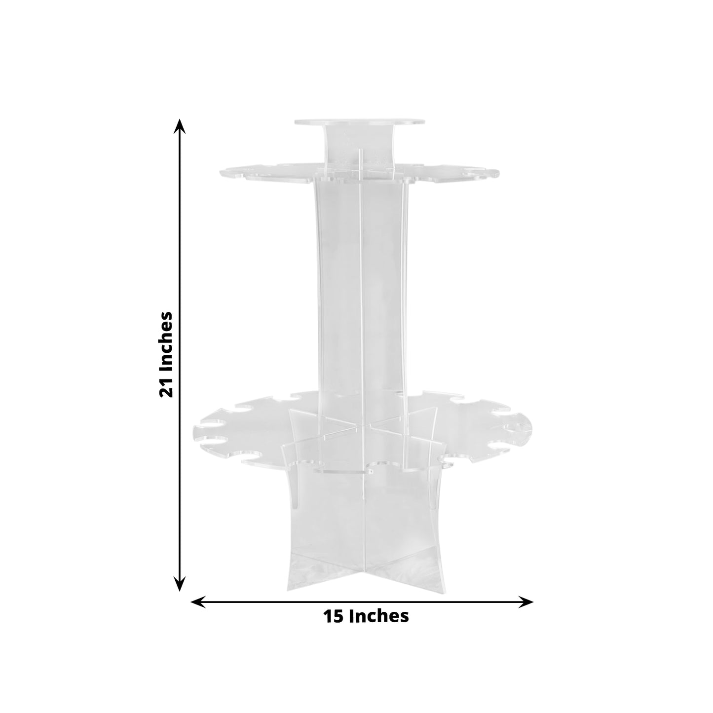 3-Tier Round Clear 21" Acrylic Champagne Glasses Flutes Display Stand, Wine Glass Rack Tower - Holds 23 Stemware + 1 Bottle