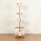 5 Tier Round Gold Metal Cupcake Holder Dessert Display Stand, 4.5ft Tall Champagne Tower Floor Stand