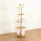 5 Tier Round Gold Metal Cupcake Holder Dessert Display Stand, 4.5ft Tall Champagne Tower Floor Stand