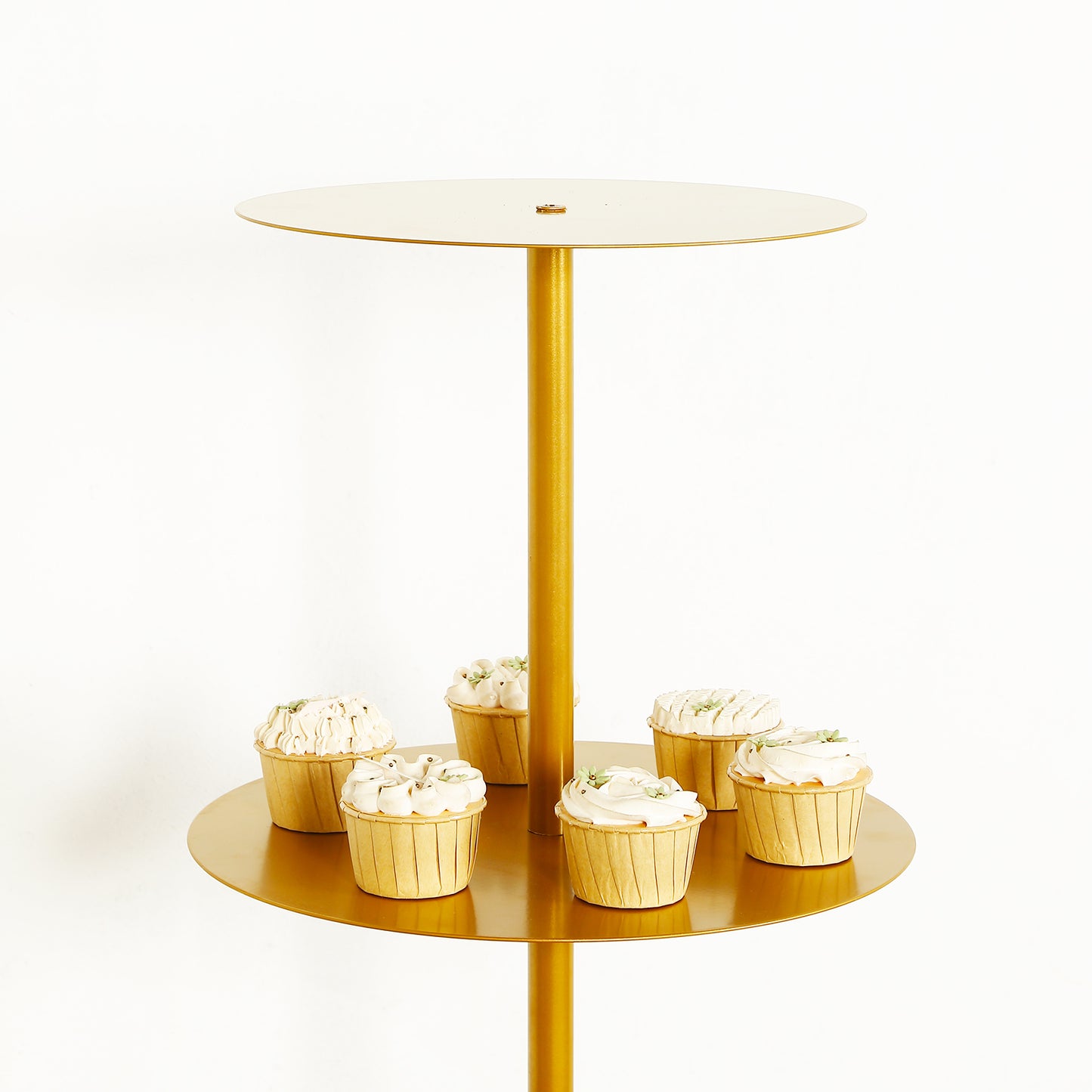 5 Tier Round Gold Metal Cupcake Holder Dessert Display Stand, 4.5ft Tall Champagne Tower Floor Stand