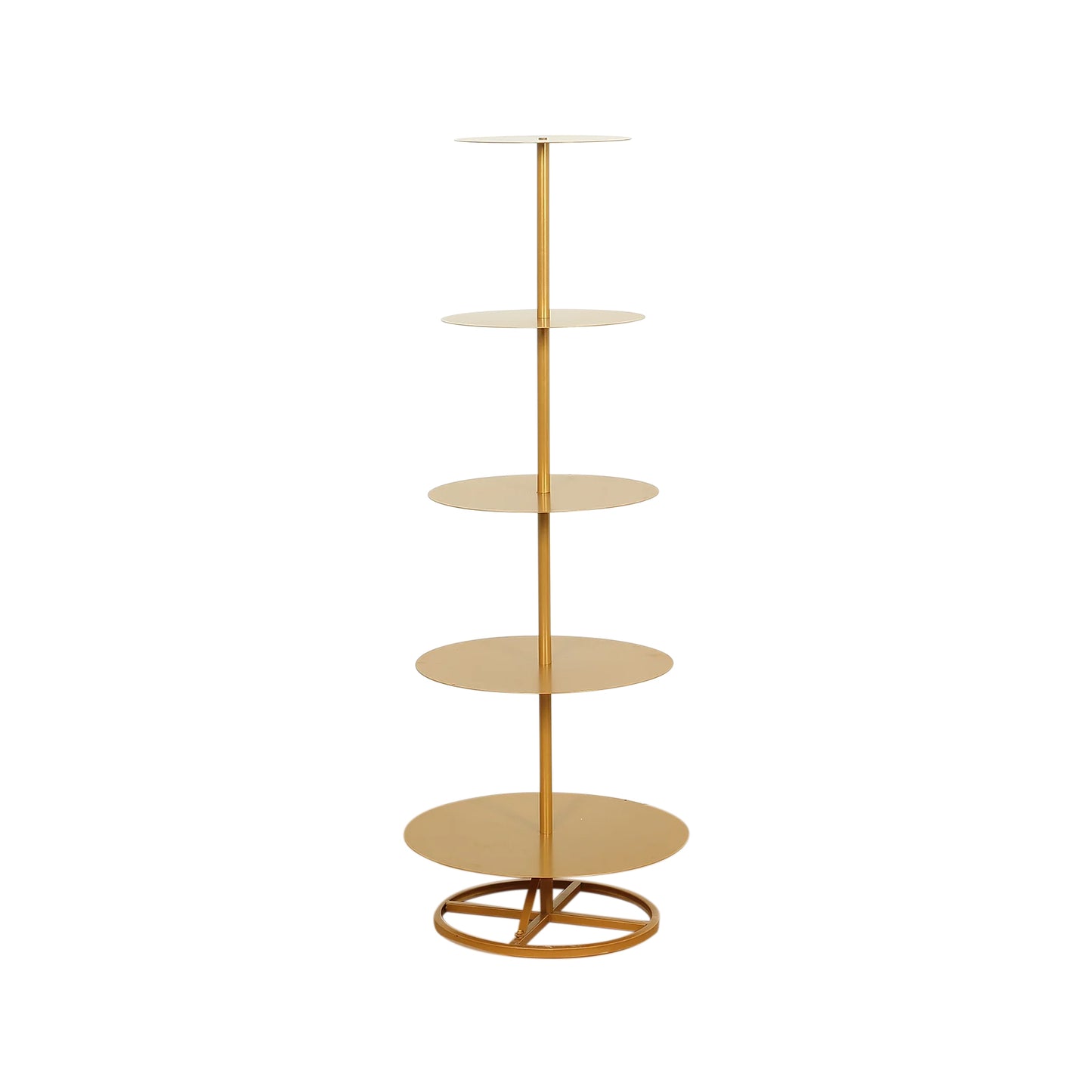 5 Tier Round Gold Metal Cupcake Holder Dessert Display Stand, 4.5ft Tall Champagne Tower Floor Stand