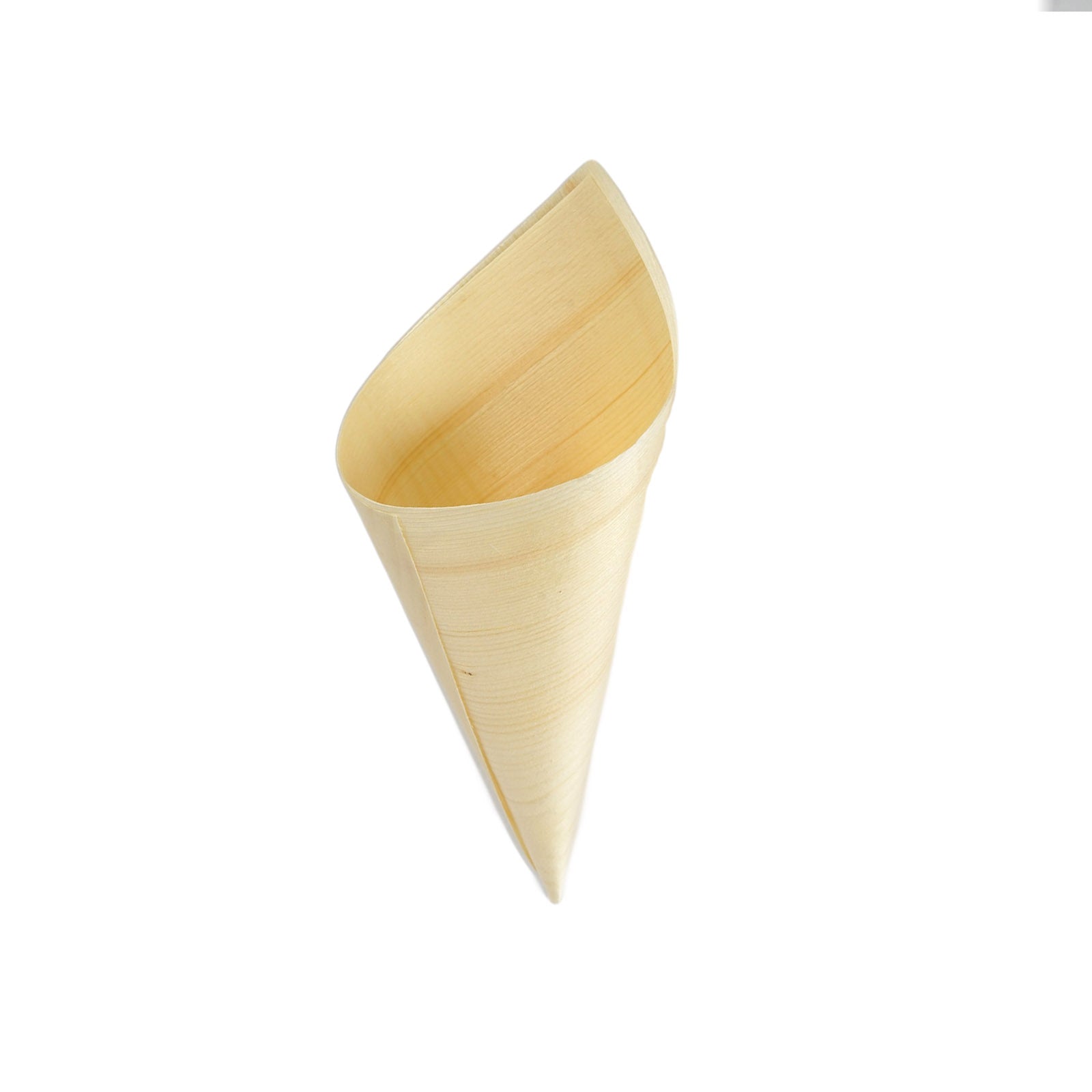 Natural eco-friendly pine wood food cone, 100% biodegradable, 6 inches.