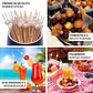 Natural pearl bamboo skewers for cocktails and appetizers, eco-friendly and biodegradable.