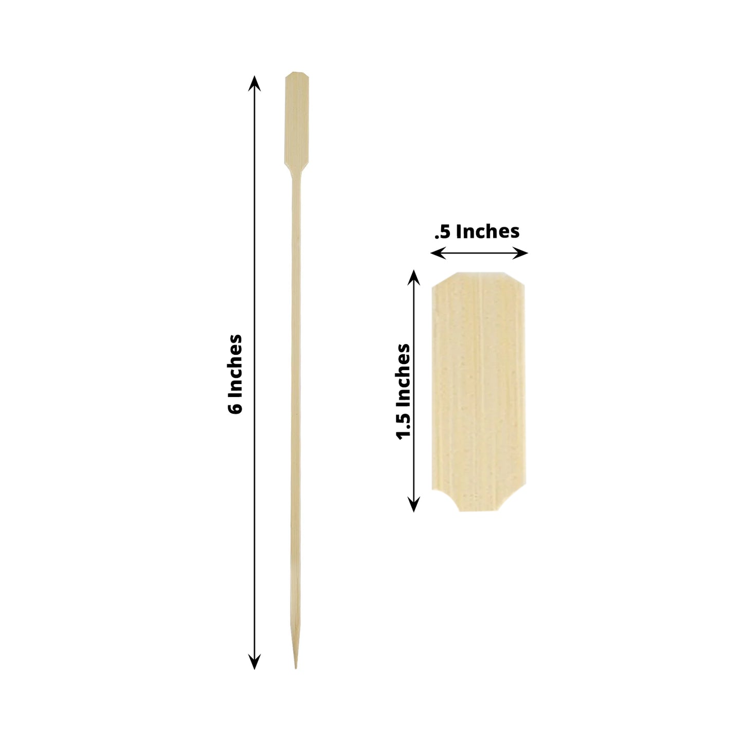 100 Pack | 10inch Eco Friendly Paddle Party Picks, Bamboo Skewers, Decorative Top Cocktail Sticks