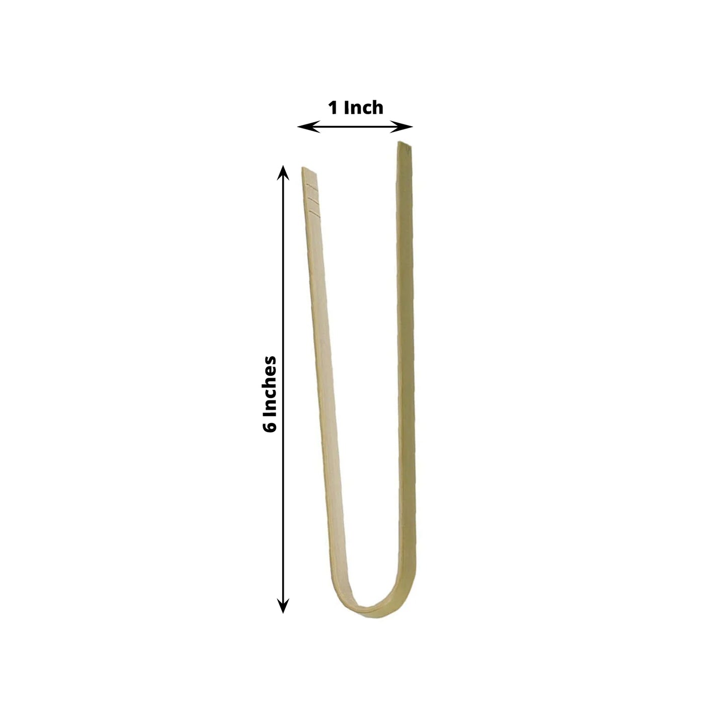 Eco-friendly natural bamboo wooden tongs, 6 inches long, 50 pack.