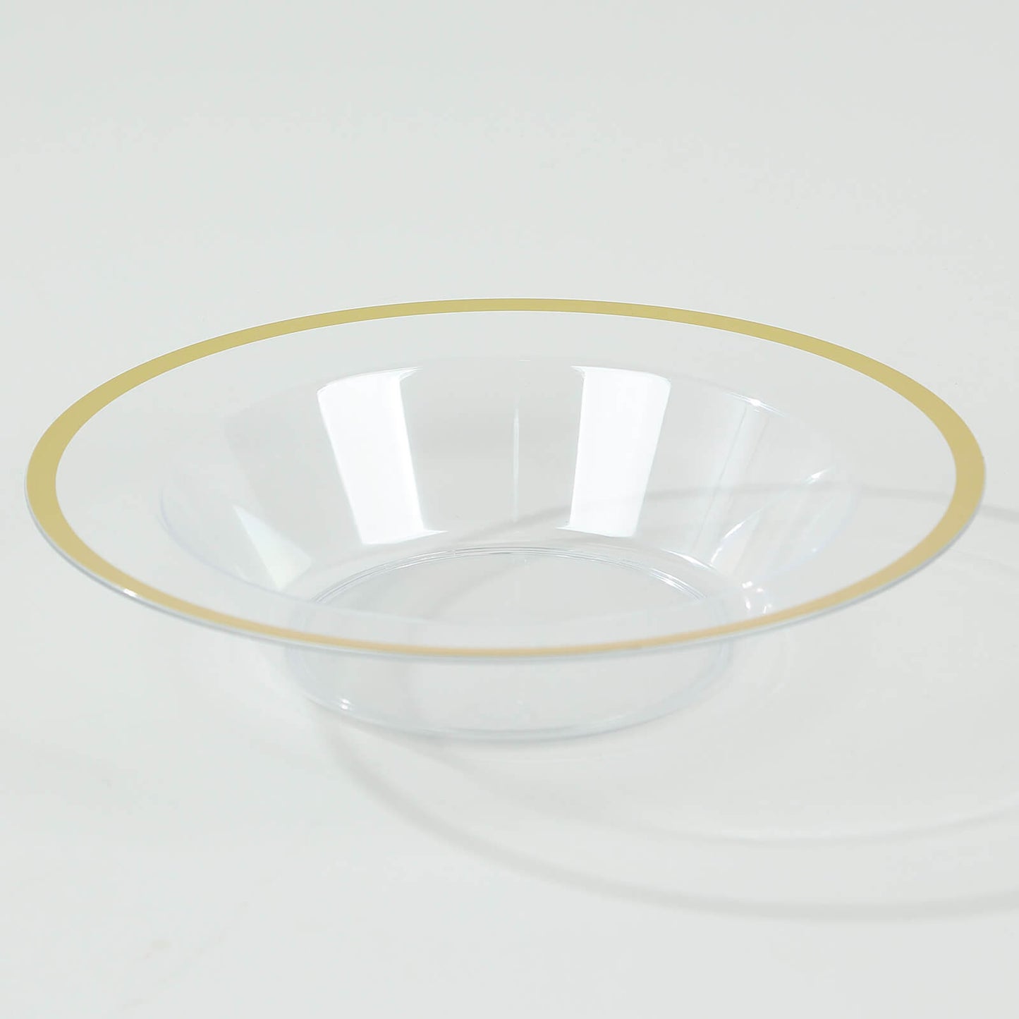 20 Pack Clear Disposable Salad Soup Bowls with Gold Rim, 12oz Round Plastic Dessert Serving Bowls