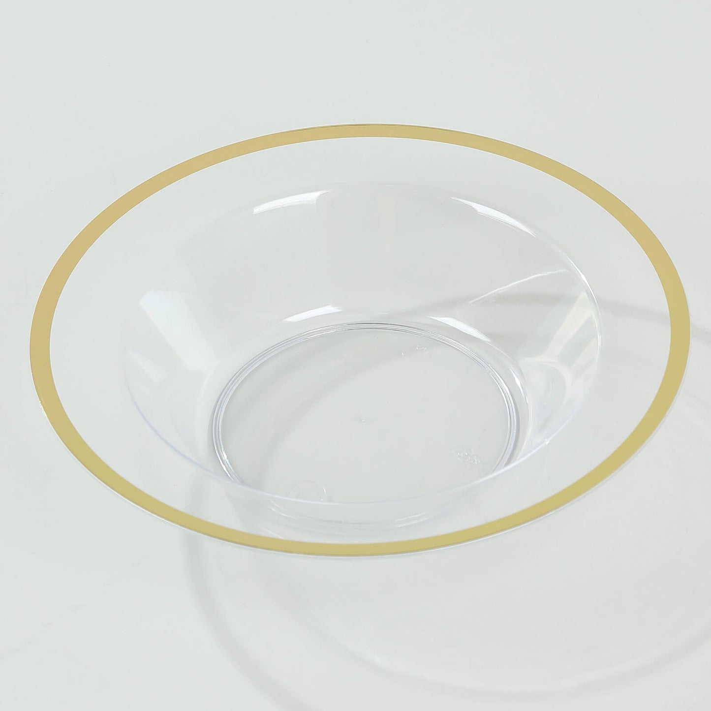 20 Pack Clear Disposable Salad Soup Bowls with Gold Rim, 12oz Round Plastic Dessert Serving Bowls