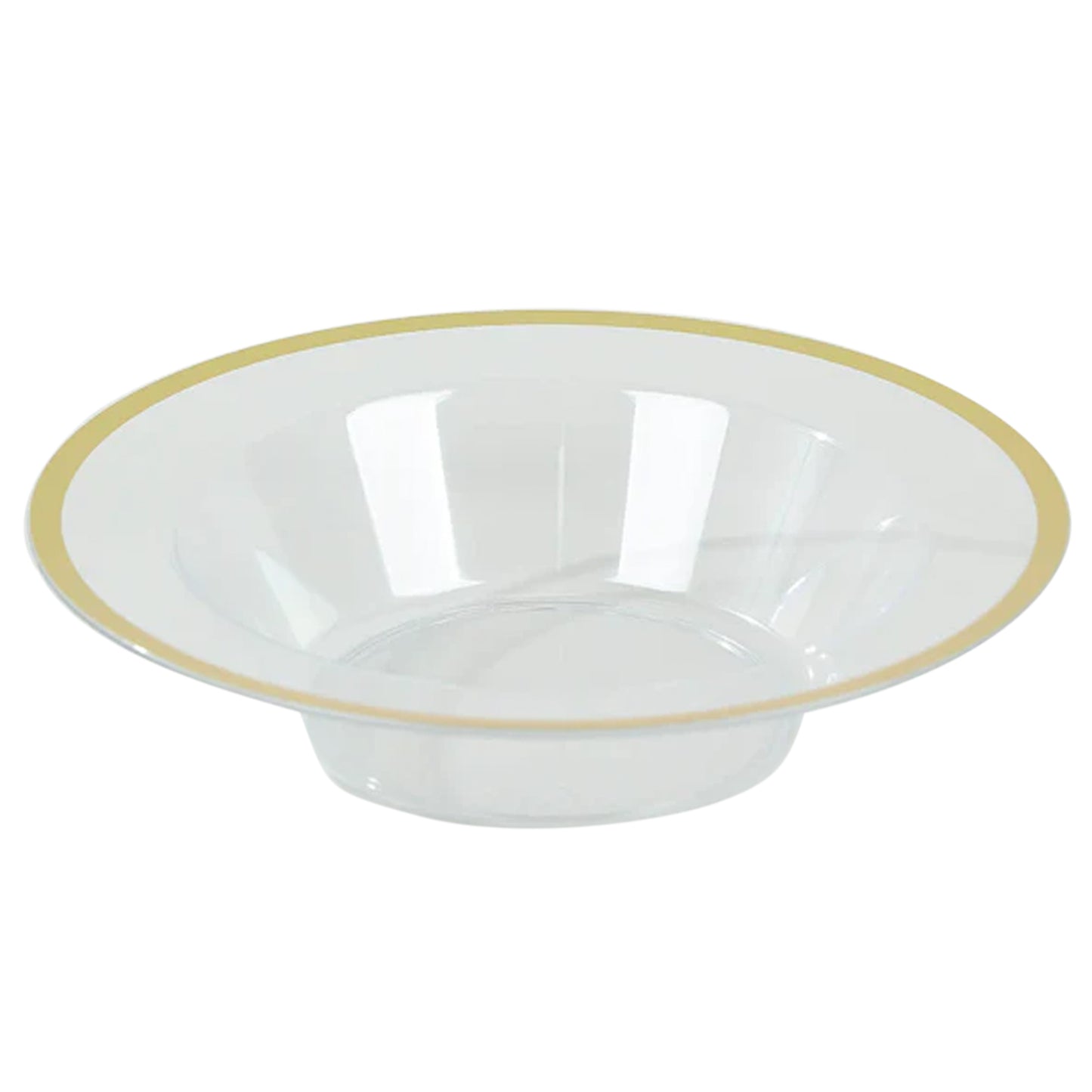 20 Pack Clear Disposable Salad Soup Bowls with Gold Rim, 12oz Round Plastic Dessert Serving Bowls