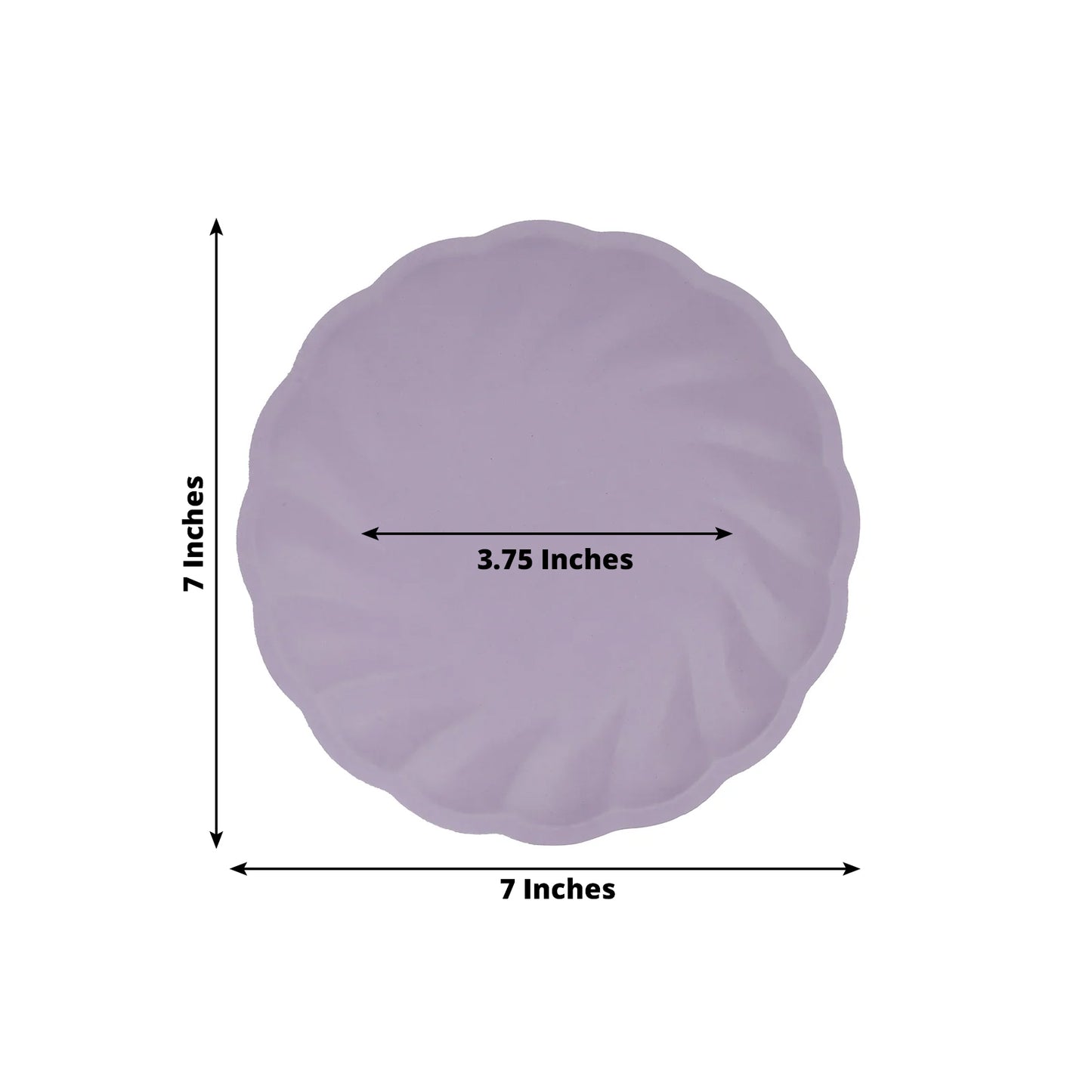 Lavender lilac biodegradable salad plate, 7" swirl scalloped design.