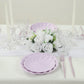 Lavender lilac biodegradable salad plates on an elegant table setting.