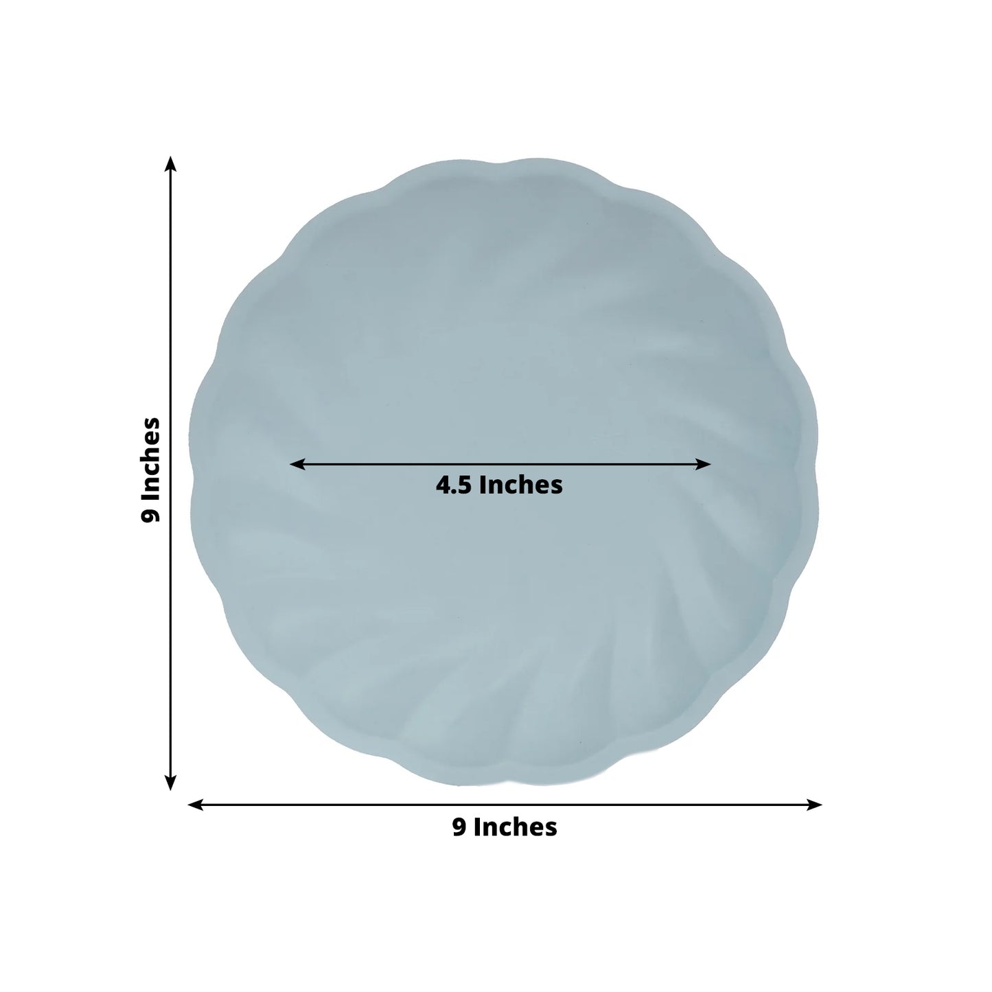 20 Pack Biodegradable Dinner Plates in Light Blue – 9" Swirl Scalloped Pastel Color Compostable Bamboo Party Plates, Elegant Disposable Tableware
