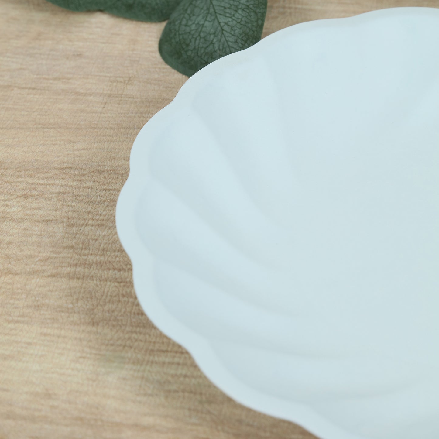 20 Pack Biodegradable Dinner Plates in Light Blue – 9" Swirl Scalloped Pastel Color Compostable Bamboo Party Plates, Elegant Disposable Tableware