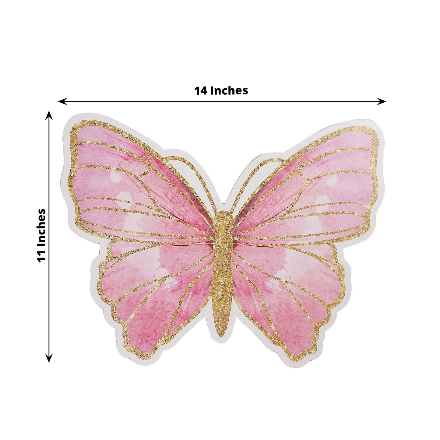 10 Pack Pink Gold Glitter Butterfly Disposable Table Mats, 14" Cardboard Paper Placemats - 400GSM