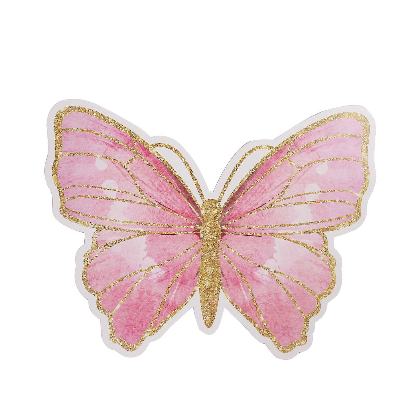 10 Pack Pink Gold Glitter Butterfly Disposable Table Mats, 14" Cardboard Paper Placemats - 400GSM