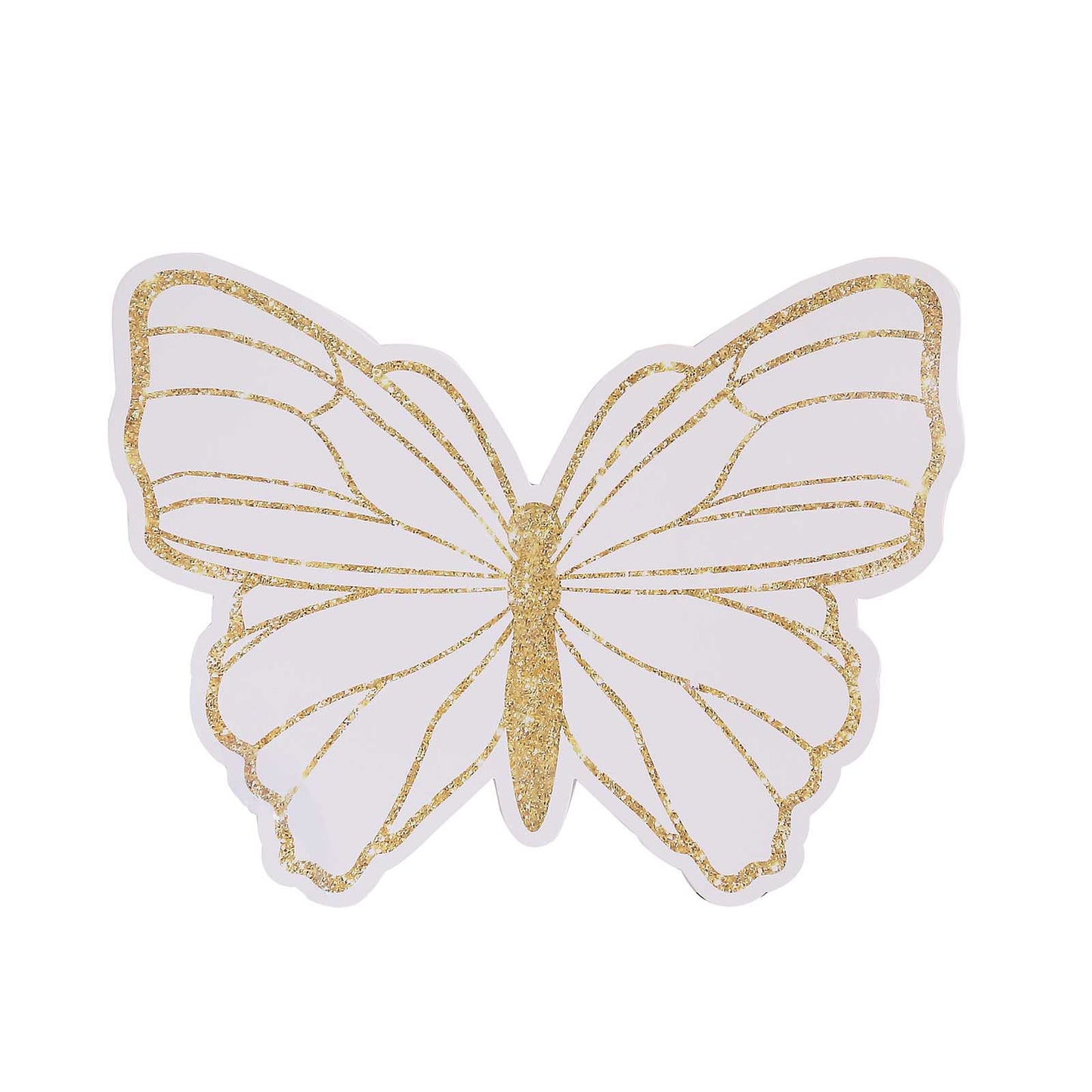 10 Pack White Gold Glitter Butterfly Disposable Table Mats, 14" Cardboard Paper Placemats - 400GSM