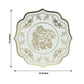 10 Pack Cardboard Paper Table Mats with White Gold Damask Floral Pattern, 13" Round Disposable Placemats with Scalloped Rim - 400 GSM