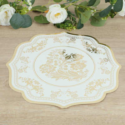 Beautiful White & Gold Damask Floral Paper Placemats