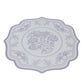 10-Pack Disposable Table Placemats 13" Round Placemats in White with Lavender Damask Floral Pattern & Scalloped Rim - 400GSM Cardboard Placemats for Stylish Table Setting