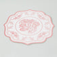 10-Pack Disposable Table Placemats 13" Round Placemats in White with Pink Damask Floral Pattern & Scalloped Rim - 400GSM Cardboard Placemats for Stylish Table Setting