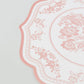 10-Pack Disposable Table Placemats 13" Round Placemats in White with Pink Damask Floral Pattern & Scalloped Rim - 400GSM Cardboard Placemats for Stylish Table Setting