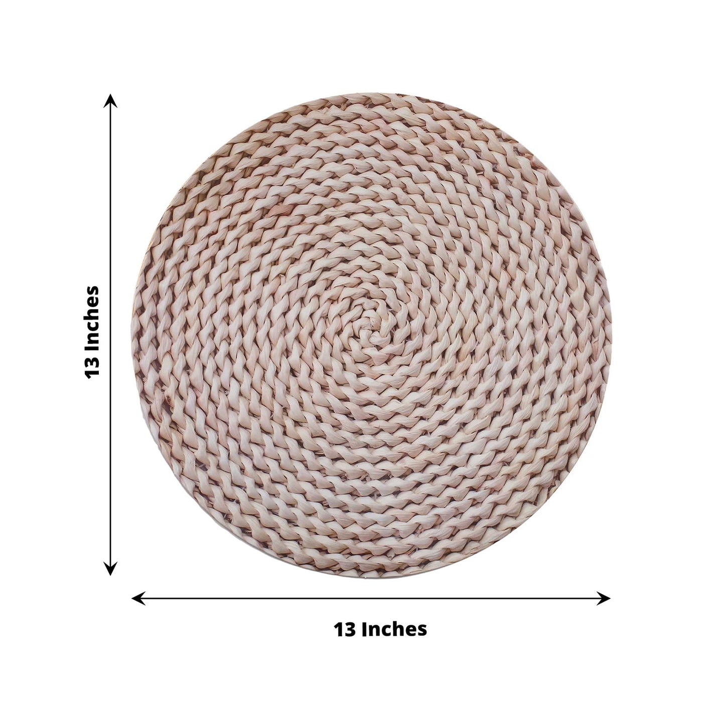 6 Pack Wheat Woven Rattan Print Disposable Dining Table Mats, 13" Round Cardstock Paper Placemats - 700 GSM