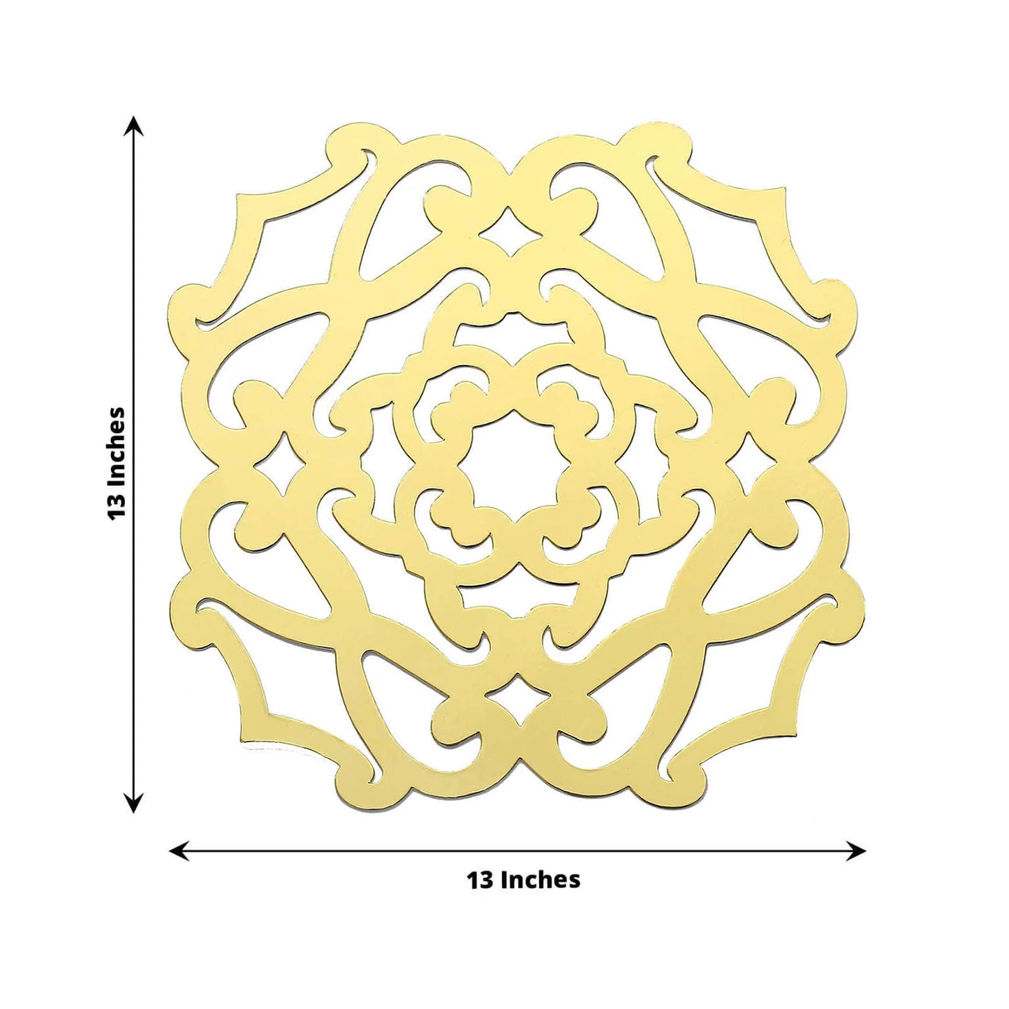 6 Pack | 13inch Metallic Gold Foil Laser Cut Flower Cardboard Placemats