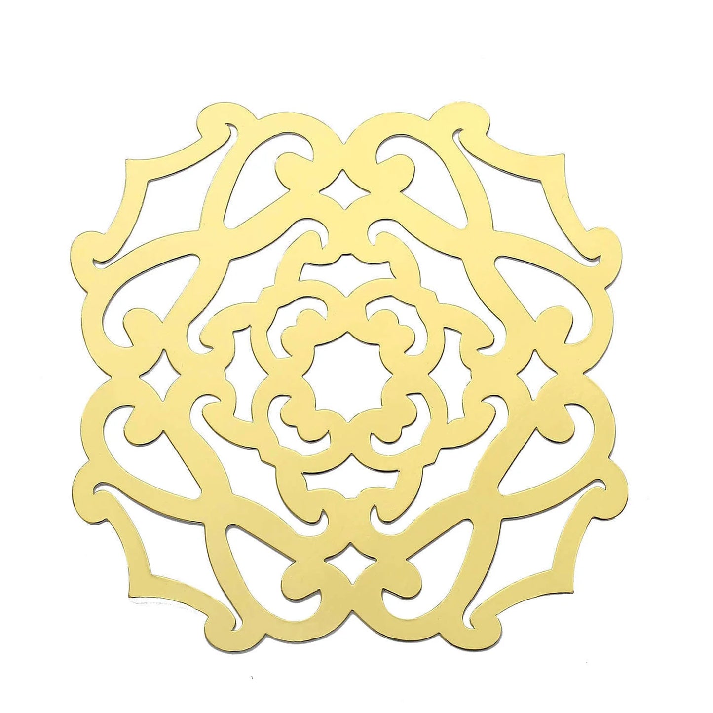 6 Pack | 13inch Metallic Gold Foil Laser Cut Flower Cardboard Placemats